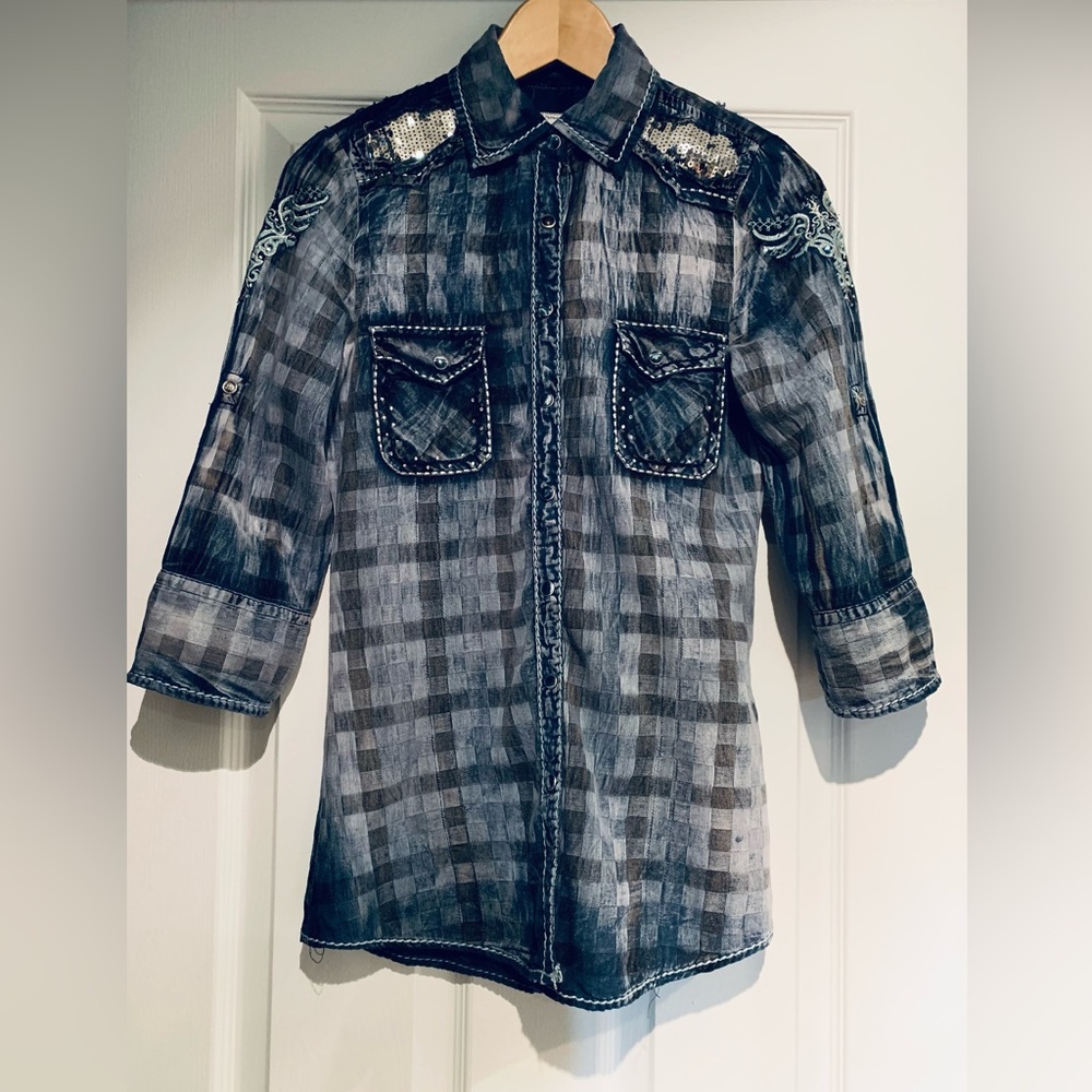 ROAR EMBROIDERED WESTERN SHIRT S